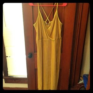14 ASOS plisse cami dress with wrap front -yellow